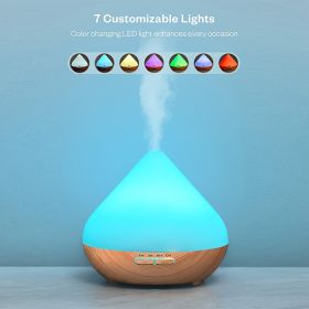 1pc Essential Oil Diffuser; Essential Oil Aromatherapy Diffuser Cool Mist Humidifier With 7 Color Lights For Home Office (Color: Light Wood Grain)