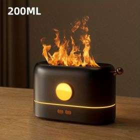 3D Flame Humidifier; Portable Silent Aromatherapy Essential Oil Diffuser With Flame Night Light For Home; Office; Kids Bedroom 250ml Cool Mist Humidif (Color: Black)