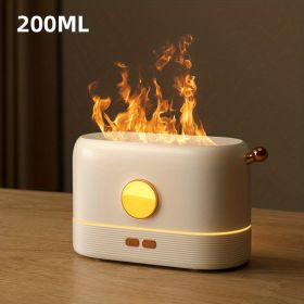 3D Flame Humidifier; Portable Silent Aromatherapy Essential Oil Diffuser With Flame Night Light For Home; Office; Kids Bedroom 250ml Cool Mist Humidif (Color: White)