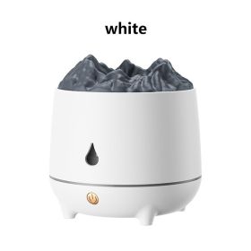 1Pc Flaming Mountain Aromatherapy Machine Humidifier Home Large Fog Volume 400mL Creative Aromatherapy Machine Ultrasonic Simulated Volcano Humidifier (Color: White)