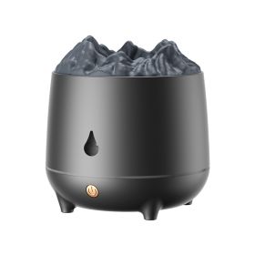 1Pc Flaming Mountain Aromatherapy Machine Humidifier Home Large Fog Volume 400mL Creative Aromatherapy Machine Ultrasonic Simulated Volcano Humidifier (Color: Black)