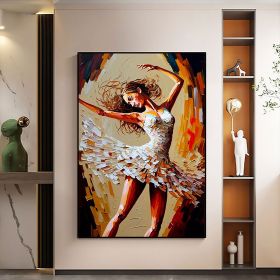 Hand Painted Oil Painting Abstract Dancer Oil Painting On Canvas Large Wall Art Original White Ballet Painting Boho Wall Decor Custom Painting Living (style: 01, size: 50X70cm)