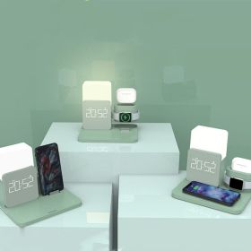 Multifunctional Alarm Clock Wireless Charger Bedroom (Electrical outlet: USB, Color: Dark green)