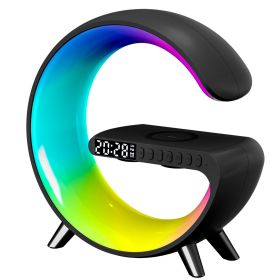 RGB Light Bar Smart Light Sunrise Alarm Clock; Dimmable Table Lamp With Fast Wireless Charger Alarm Clock For Heavy Sleepers Adults For Bedroom; Dorm; (Color: Black)