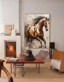 Large Abstract Horse Oil Painting on Canvas 100% Hand Painted Running Horses Art Original Animal Painting,Brown Horse Living Room Home Decor (style: 01, size: 80x120cm)
