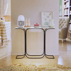 Console Table Narrow Sofa Table with Stable Metal Legs Entrance Table Home Decor Behind The Couch Table Modern Foyer Table for Living Room, Entryway (Main Material: MDF+Metal, Main Color: Black)