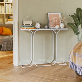 Console Table Narrow Sofa Table with Stable Metal Legs Entrance Table Home Decor Behind The Couch Table Modern Foyer Table for Living Room, Entryway (Main Material: MDF+Metal, Main Color: White)
