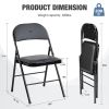 Sturdy Metal Folding Chair with 350-Pound Capacity, Leather Padded Folding Chairs, Metal Frame, Water-Resistant, Ideal for Indoor and Outdoor Events