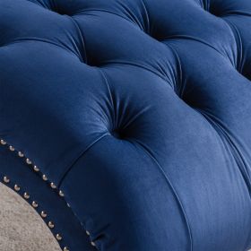 Armless Chaise Lounge (Color: Blue + Fabric + Polyester)