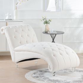 Armless Chaise Lounge (Color: White + Fabric)