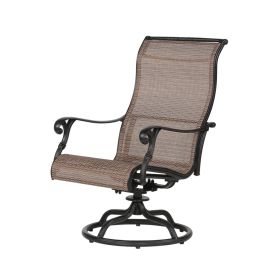 Patio Outdoor Sling Swivel Rocker With Aluminum Frame, All-Weather Furniture, Set of 2 (Color: as Pic)