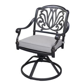 Patio Outdoor Aluminum Dining Swivel Rocker Chairs With Cushion, Set of 2, Cast Silver (Color: as Pic)