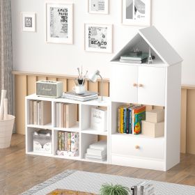 Versatile Children's Bookshelf with House-Shaped Design, Multi-Functional Storage for Books and Toys, Adjustable Placement, Durable Kids Organizer for (Color: as Pic)