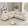 [NEW PACKAGING UPGRADE]Oversized Modular Sectional Sofa Set, L Shaped Couch,Corduroy ,Upholstered,Deep Seat,,5 Seat,5 Throw pillow and 6 back cushion