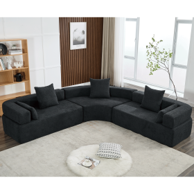 [NEW ARRIVED] [VIDEO PROVIDED]Oversized Combination Sofa,Curved Sofa,Upholstered 4 Seater Couch for Living Room (Color: as Pic)