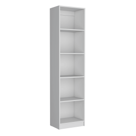 Home Xs Bookcase with 5-Tier Shelves and Slim Design -White -Office (Color: as Pic)