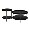 2-Piece Modern 2 Tier Round Coffee Table Set for Living Room,Easy Assembly Nesting Coffee Tables, End Side Tables for Bedroom Office Balcony Yard
