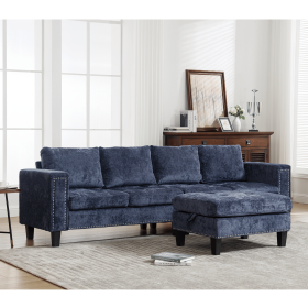 [NEW ARRIVED] [VIDEO PROVIDED]5 Seat Modular Sofa,with Storage Ottoman, Convertible Sectional Sofa, L Shaped Couch , Reversible Chaise ,Riveted sofa (Color: as Pic)