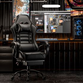 Ergonomic Gaming Chair for Adults, Comfortable Computer Chair for Heavy People, Adjustable Height Office Desk Chair with Wheels (Color: Black)