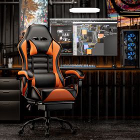 Ergonomic Gaming Chair for Adults, Comfortable Computer Chair for Heavy People, Adjustable Height Office Desk Chair with Wheels (Color: Orange)