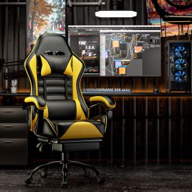 Ergonomic Gaming Chair for Adults, Comfortable Computer Chair for Heavy People, Adjustable Height Office Desk Chair with Wheels (Color: Yellow)