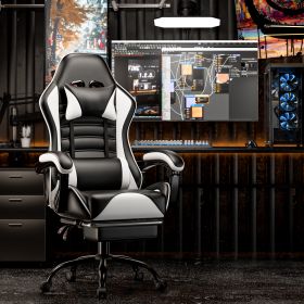 Ergonomic Gaming Chair for Adults, Comfortable Computer Chair for Heavy People, Adjustable Height Office Desk Chair with Wheels (Color: White)
