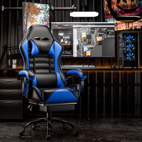 Ergonomic Gaming Chair for Adults, Comfortable Computer Chair for Heavy People, Adjustable Height Office Desk Chair with Wheels (Color: Blue)