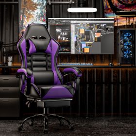 Ergonomic Gaming Chair for Adults, Comfortable Computer Chair for Heavy People, Adjustable Height Office Desk Chair with Wheels (Color: Purple)