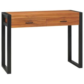 Desk with 2 Drawers 39.4"x15.7"x29.5" Teak Wood (Color: Brown)