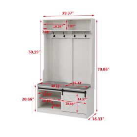 Coat Rack with Storage Shoe Cabinet (Color: White)