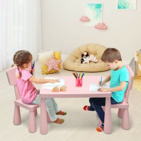 3 Pieces Multi Activity Kids Play Table and Chair Set (Color: Pink)