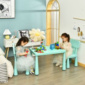 3 Pieces Multi Activity Kids Play Table and Chair Set (Color: Green)