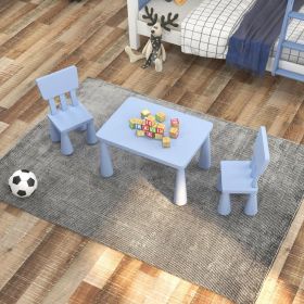 3 Pieces Multi Activity Kids Play Table and Chair Set (Color: Blue)