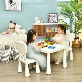 3 Pieces Multi Activity Kids Play Table and Chair Set (Color: White)