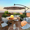 W65642335  Outdoor Dew Table Lamp Solar Umbrella 10 ft Solar Light Umbrella LED Lighting Umbrella 8 rib umbrella crank / Cross Base Lemon Green Solar