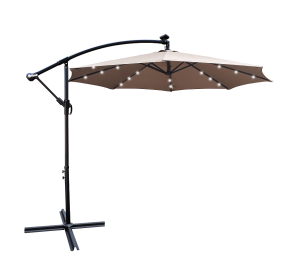 W65642335  Outdoor Dew Table Lamp Solar Umbrella 10 ft Solar Light Umbrella LED Lighting Umbrella 8 rib umbrella crank / Cross Base Lemon Green Solar (W65642335: W1340P181986)