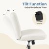 Cross-legged office chair without wheels, comfortable cross chair wide home desk chair, adjustable swivel armless computer work chair for home office
