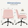 Cross-legged office chair without wheels, comfortable cross chair wide home desk chair, adjustable swivel armless computer work chair for home office