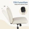 Cross-legged office chair without wheels, comfortable cross chair wide home desk chair, adjustable swivel armless computer work chair for home office
