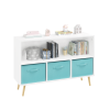 Kids bookcase with Collapsible Fabric Drawers, Children's Book Display, Toy Storage Cabinet Organizer, White/Pink