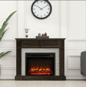 47" Electric Fireplace Remote Control With 2 Drawer (Color: Brown)
