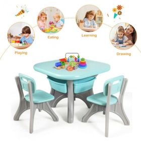 Kids Activity Table and Chair Set Play Furniture with Storage (Color: Blue)