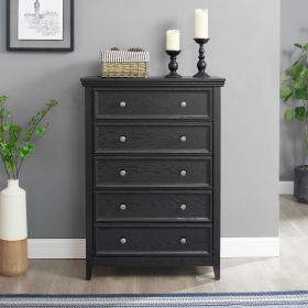 Modern 5 Drawers Dresser 5 Drawers Cabinet,Chest of Drawers Closet Organizers and Storage Clothes Storage Drawers Cabinet for Living Room (Material: MDF, Color: Black)