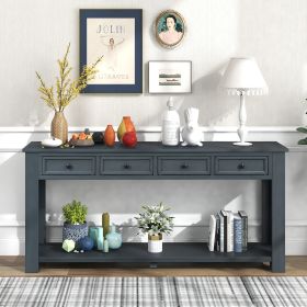 Console Table/Sofa Table with Storage Drawers and Bottom Shelf for Entryway Hallway (Material: Solid Wood, Color: Navy)