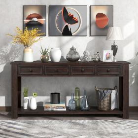 Console Table/Sofa Table with Storage Drawers and Bottom Shelf for Entryway Hallway (Material: Solid Wood, Color: Espresso)