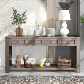 Console Table/Sofa Table with Storage Drawers and Bottom Shelf for Entryway Hallway (Material: Solid Wood, Color: Gray Wash)