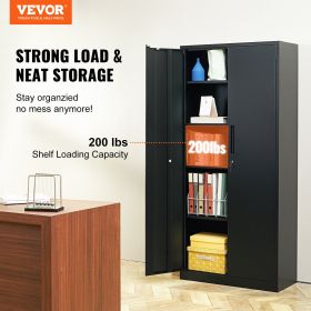 VEVOR Metal Storage Cabinet, Steel Locking Storage Cabinet with 2 Magnetic Doors and 4 Adjustable Shelves (Number of Layers: 5 Layers, Color: All Black)
