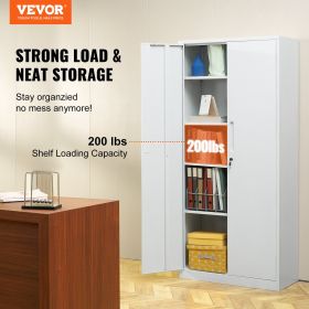 VEVOR Metal Storage Cabinet, Steel Locking Storage Cabinet with 2 Magnetic Doors and 4 Adjustable Shelves (Number of Layers: 5 Layers, Color: All White)