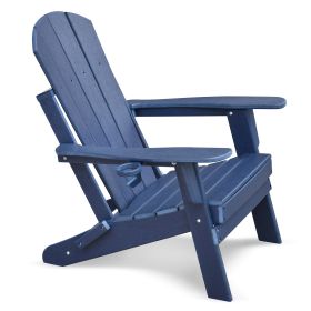 Folding Adirondack Chair Weather Resistant, Outdoor HDPE Lawn Chair (Color: Blue)