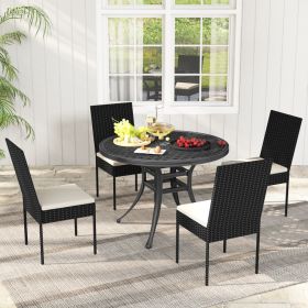 PE Wicker Patio Chairs Set of 2/4 with Cushions for Porch Deck Garden and Backyard (size: 4 Pieces)